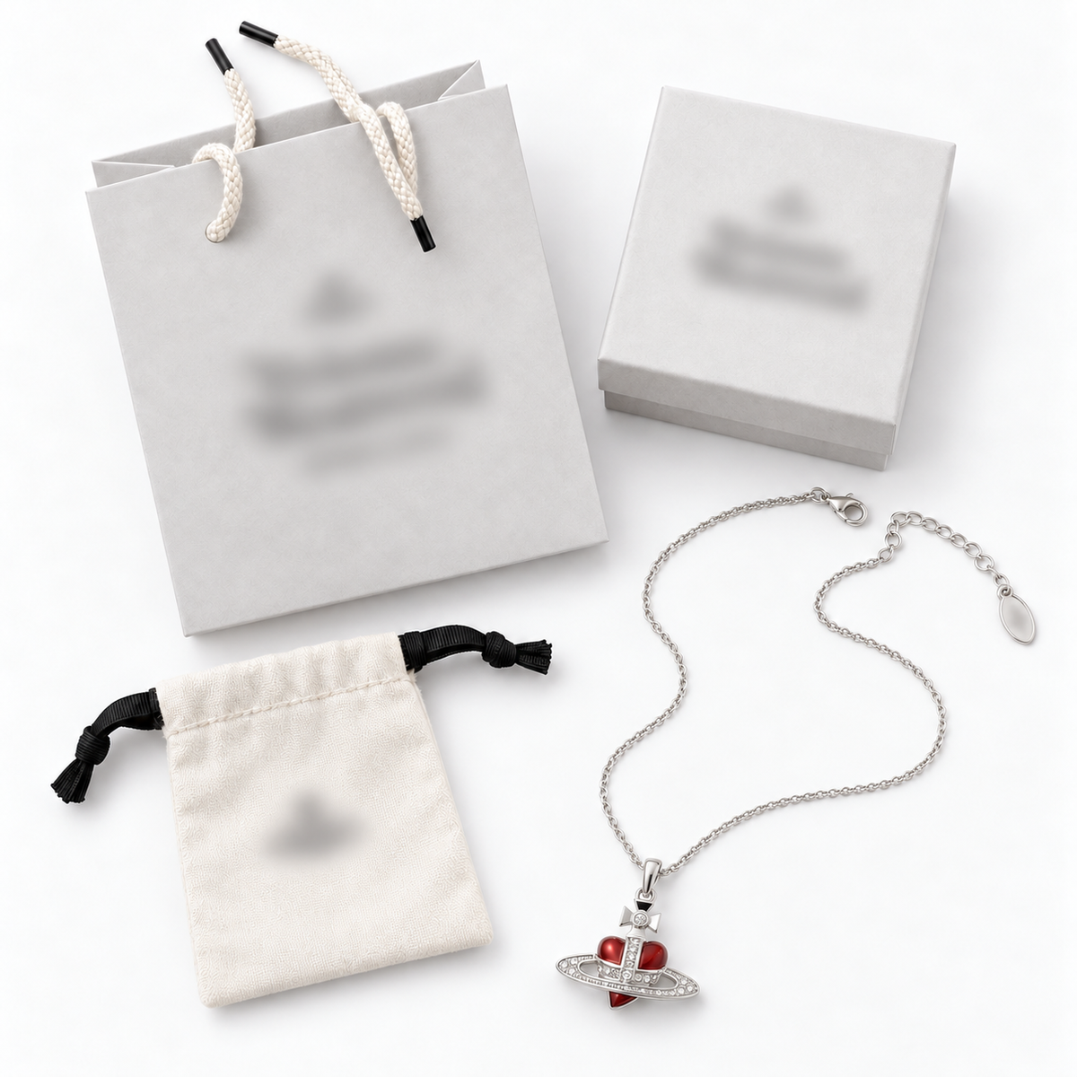 Red Heart Orb Pendant Necklace