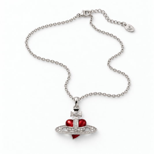 Red Heart Orb Pendant Necklace
