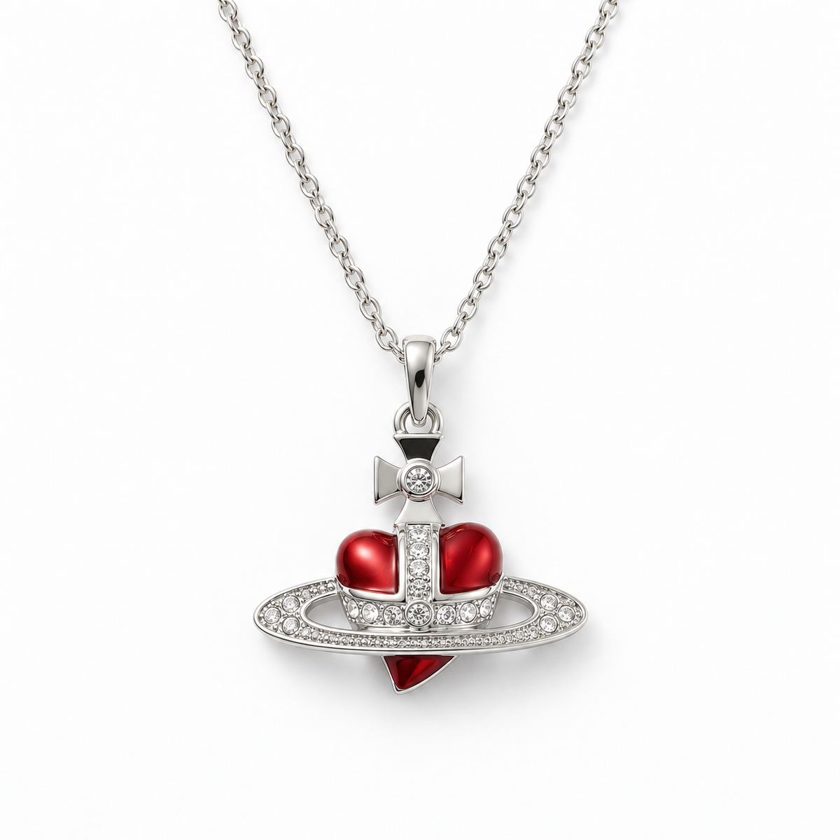 Red Heart Orb Pendant Necklace