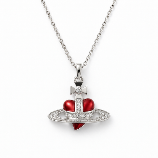 Red Heart Orb Pendant Necklace